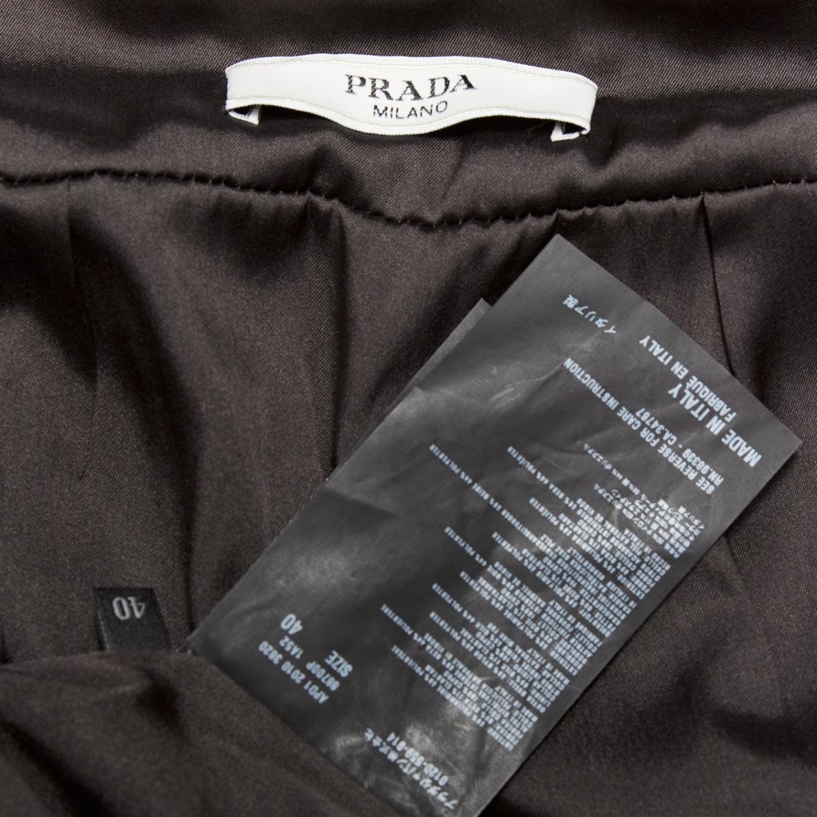 PRADA 2010 marrón visón cuello arrugado acolchado chaqueta manga abullonada IT40 S en venta 4