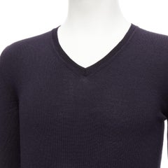 PRADA 2010 navy wool long sleeve V-neck classic sweater IT44 XS