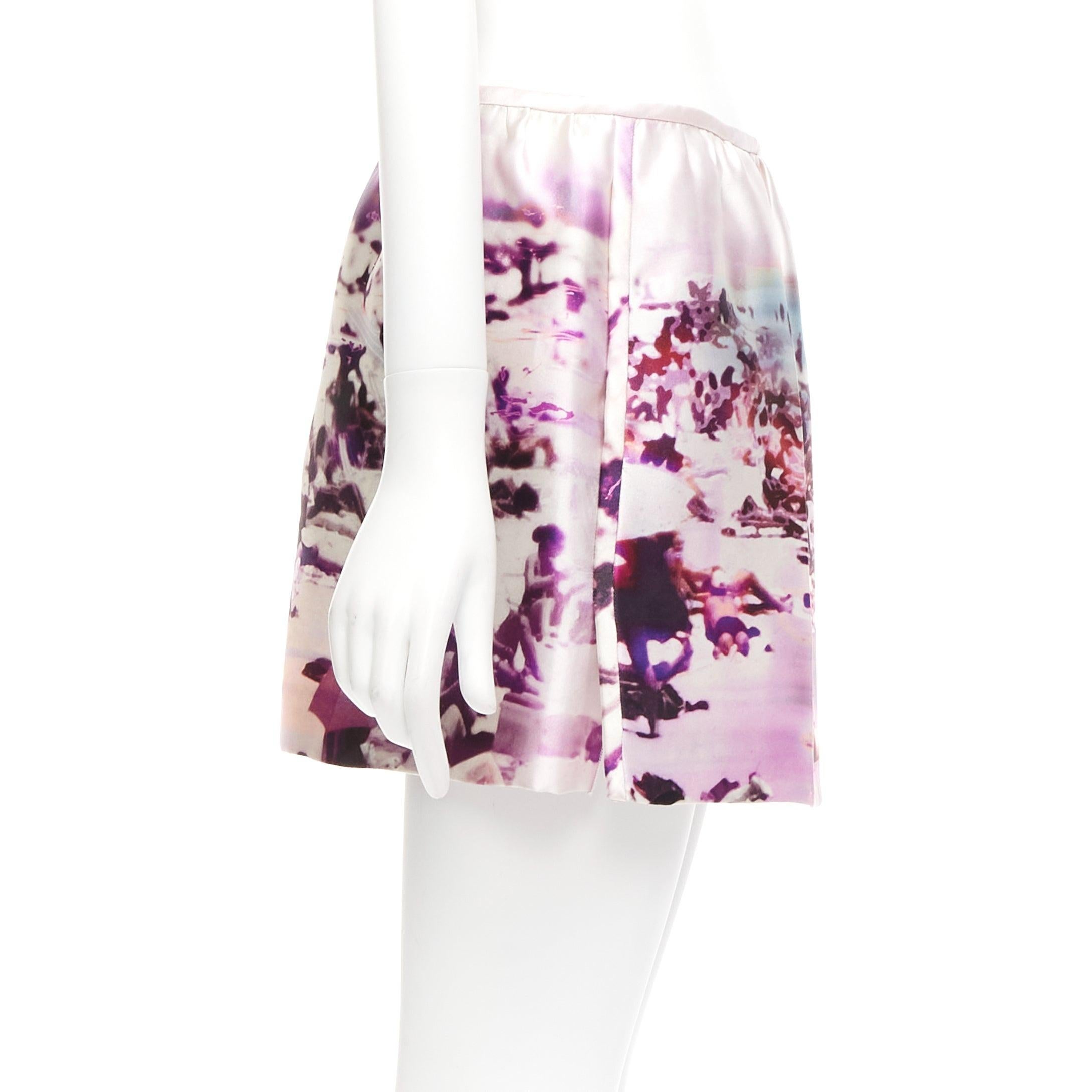 PRADA 2010 silk blend purple beach print mini skirt IT40 S In Good Condition In Hong Kong, NT