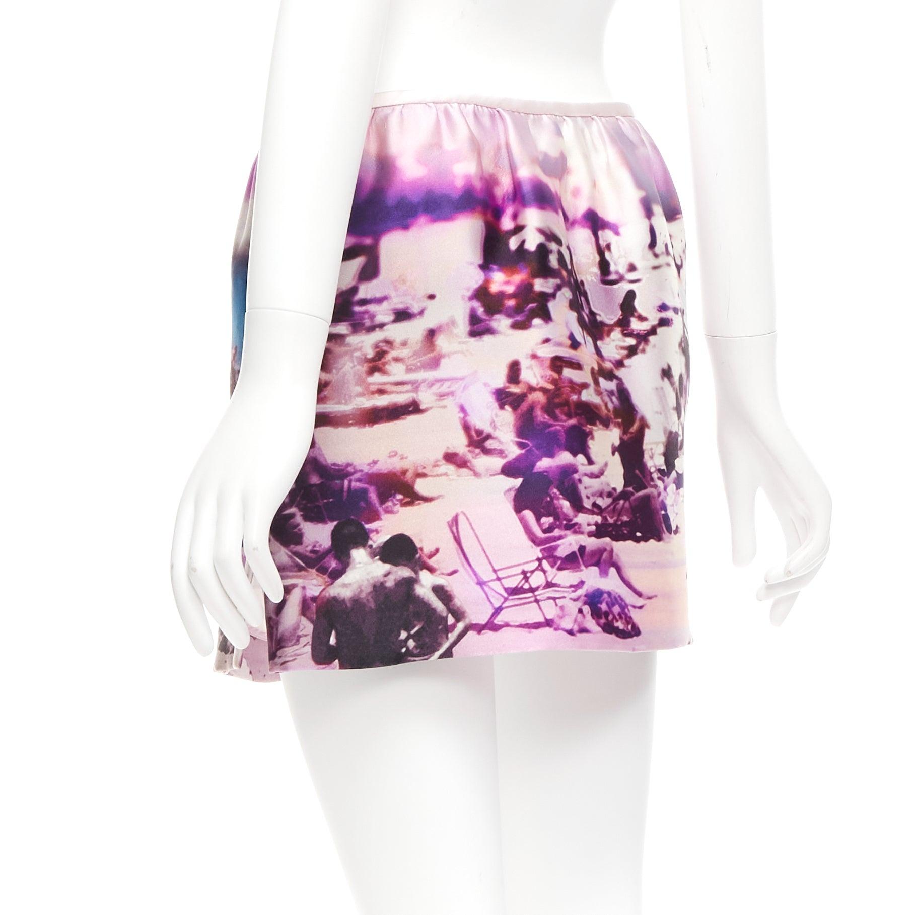 PRADA 2010 silk blend purple beach print mini skirt IT40 S 1