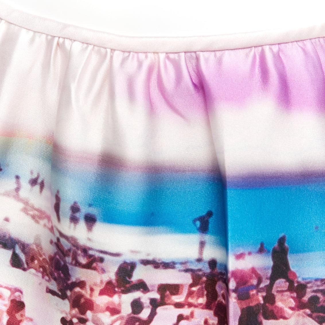 PRADA 2010 silk blend purple beach print mini skirt IT40 S 2