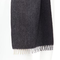 PRADA 2011 grey black 100% cashmere ombre fringe long scarf