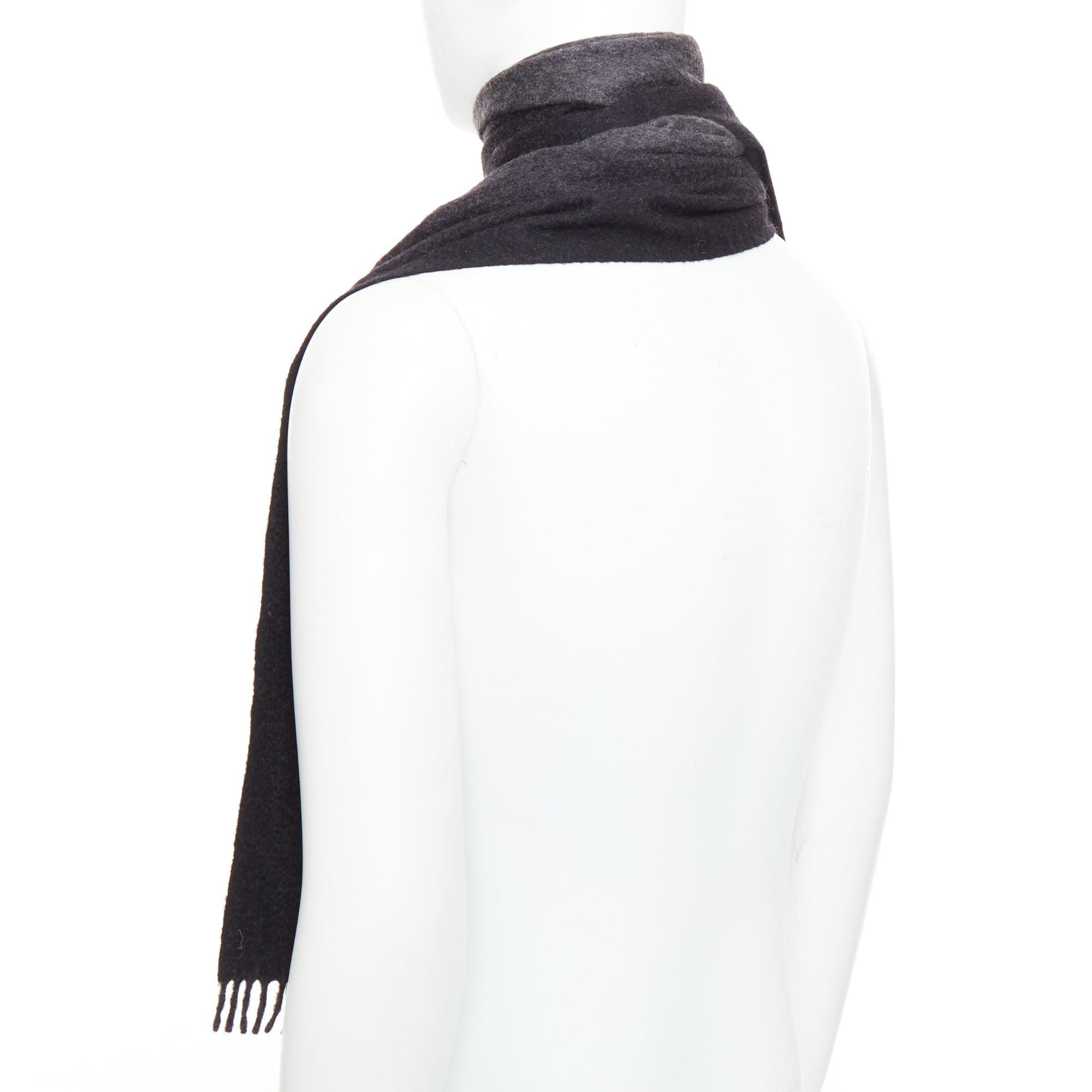 PRADA 2011 gris negro 100% cachemir ombre flecos bufanda larga en venta 1