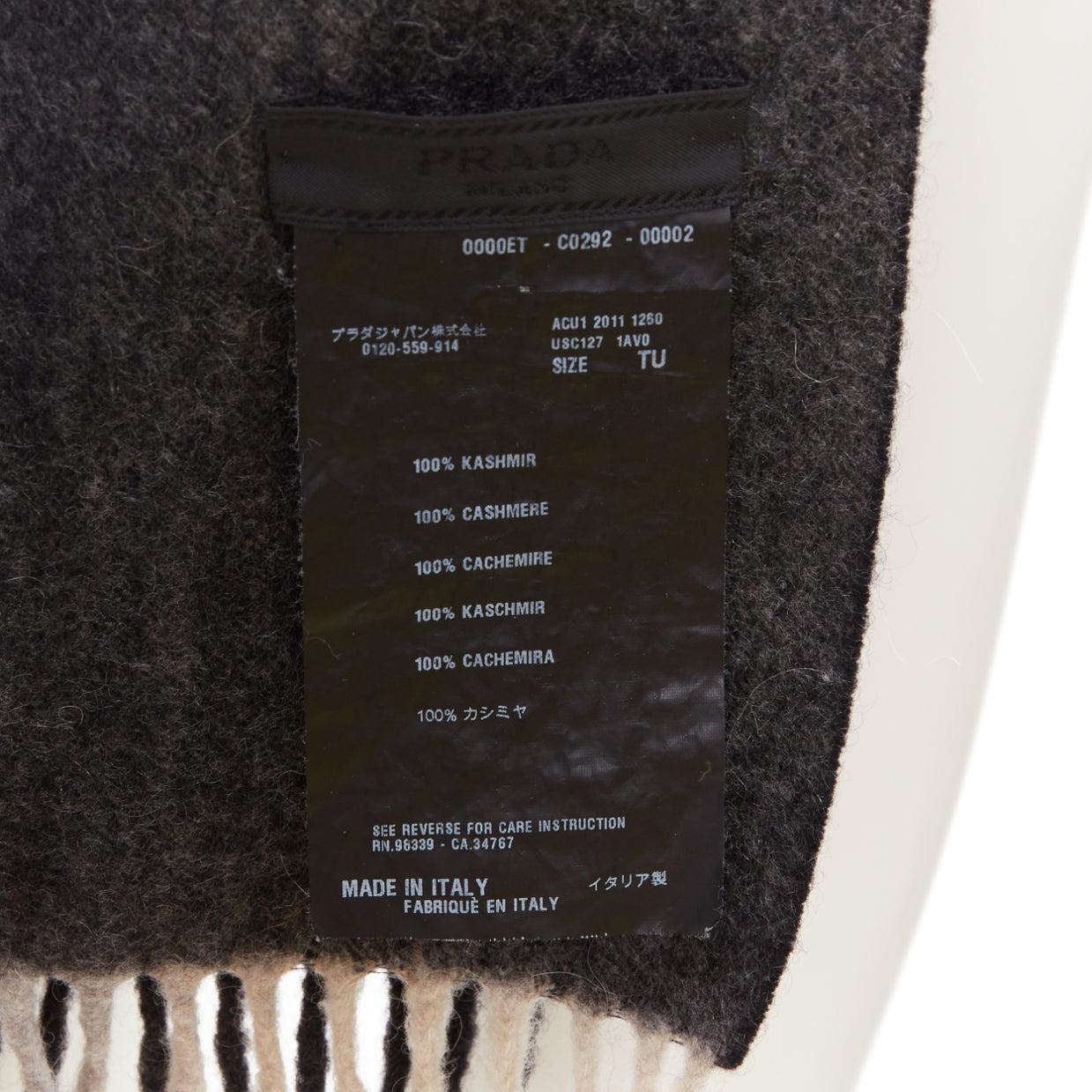 PRADA 2011 gris negro 100% cachemir ombre flecos bufanda larga en venta 3