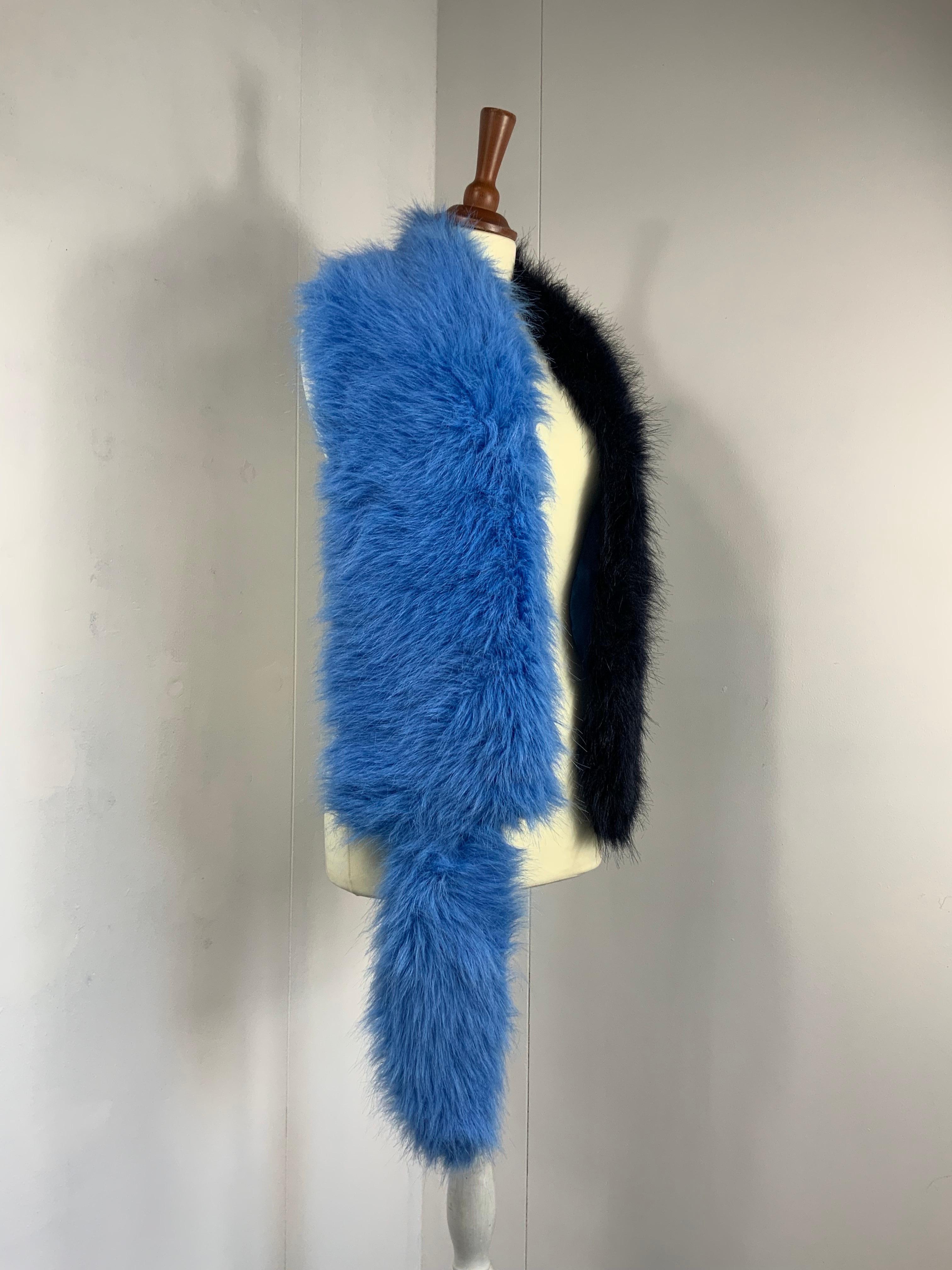 Prada 2011 Runway 2011 bicolor faux far stole scarf wrap In Excellent Condition In Carnate, IT