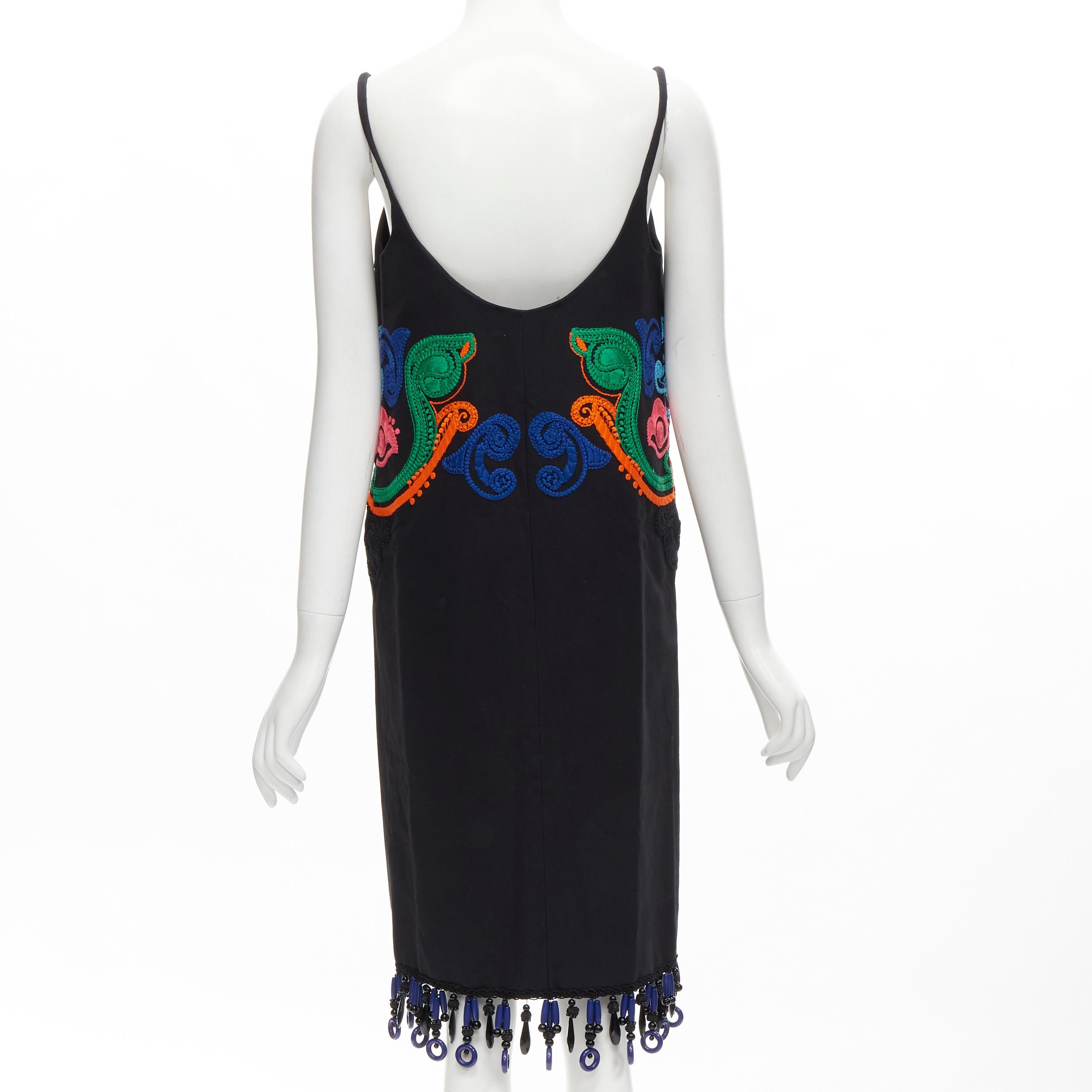 PRADA 2011 Runway black Monkey Banana embroidery bead embellished dress IT40 S In Excellent Condition For Sale In Hong Kong, NT