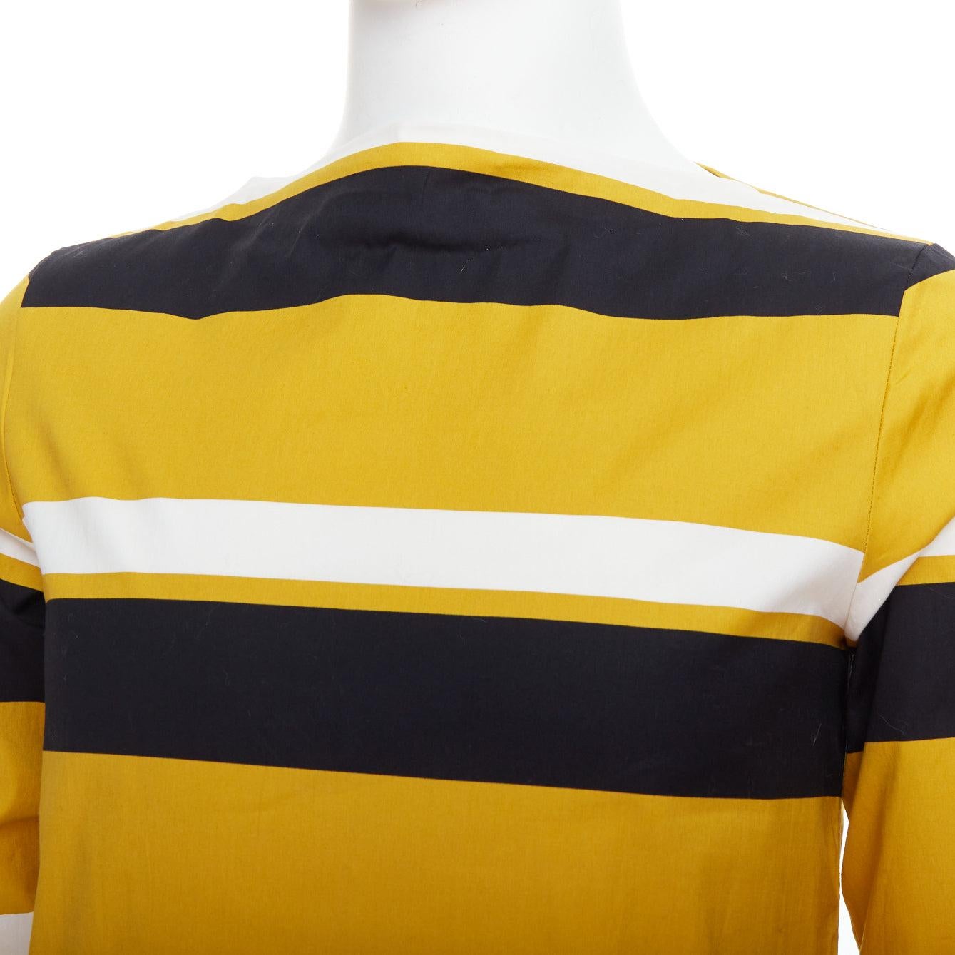 PRADA 2011 Special Edition yellow black white stripe bateau neck sailor shirt S
Reference: PRWU/A00066
Brand: Prada
Designer: Miuccia Prada
Collection: 2011 Special Edition
Material: Cotton, Blend
Color: Yellow, Black
Pattern: Striped
Closure: