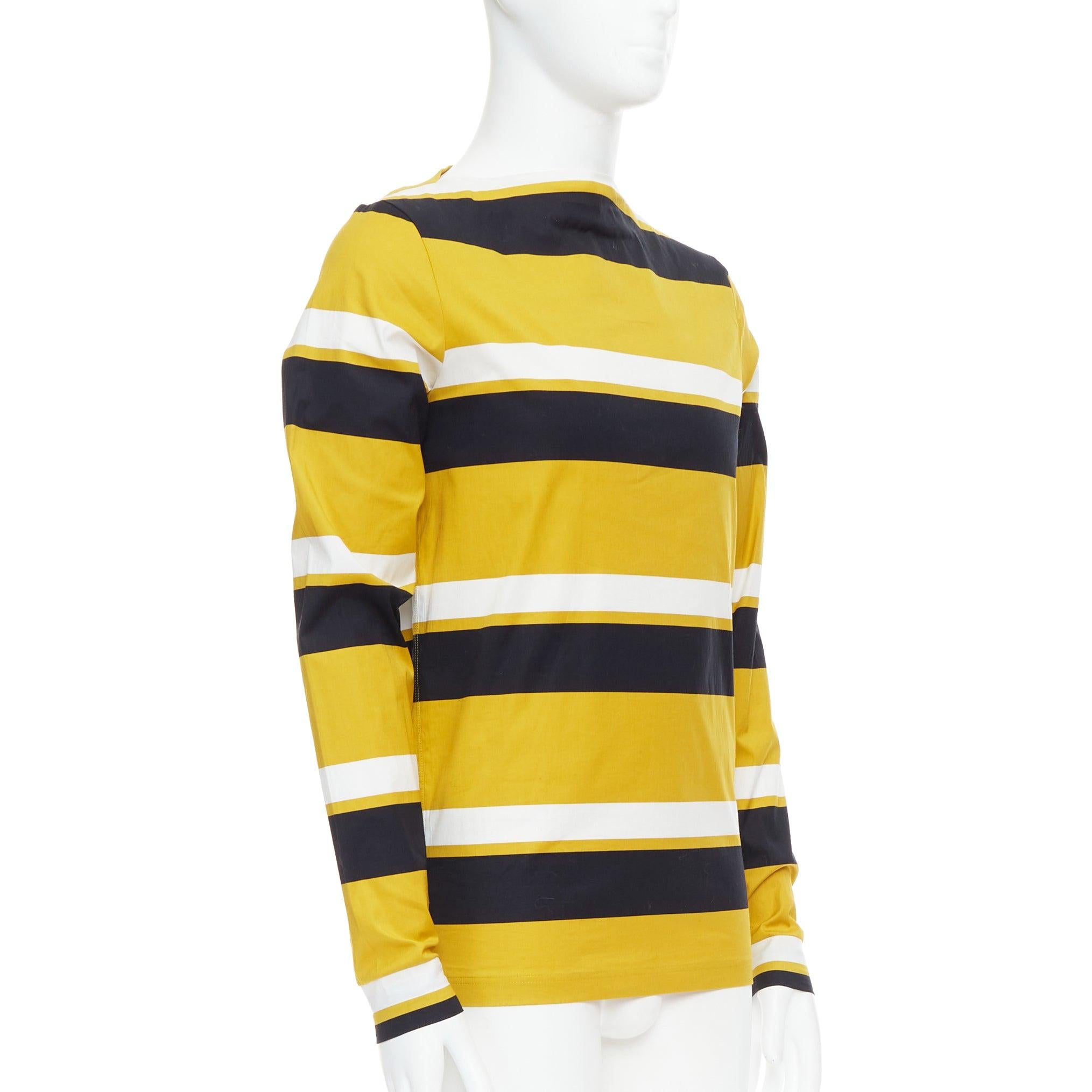 Yellow PRADA 2011 Special Edition yellow black white stripe bateau neck sailor shirt S For Sale