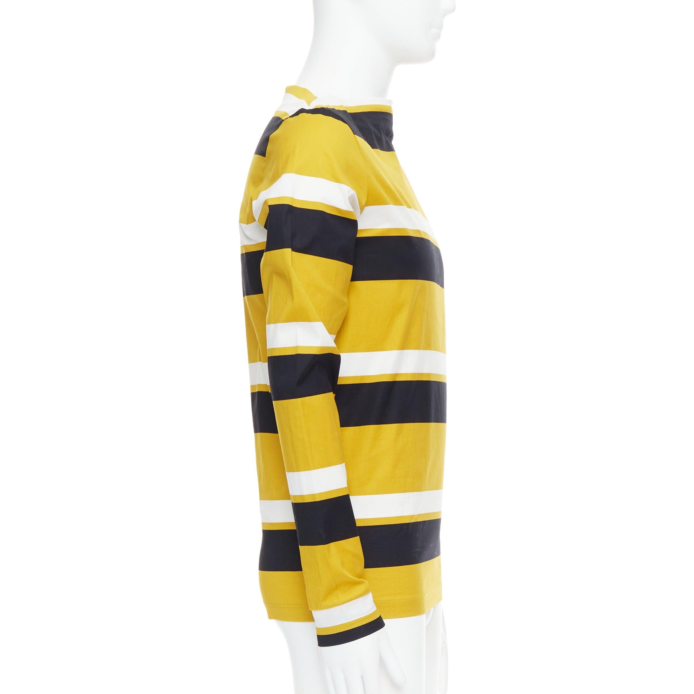PRADA 2011 Special Edition yellow black white stripe bateau neck sailor shirt S In Excellent Condition For Sale In Hong Kong, NT