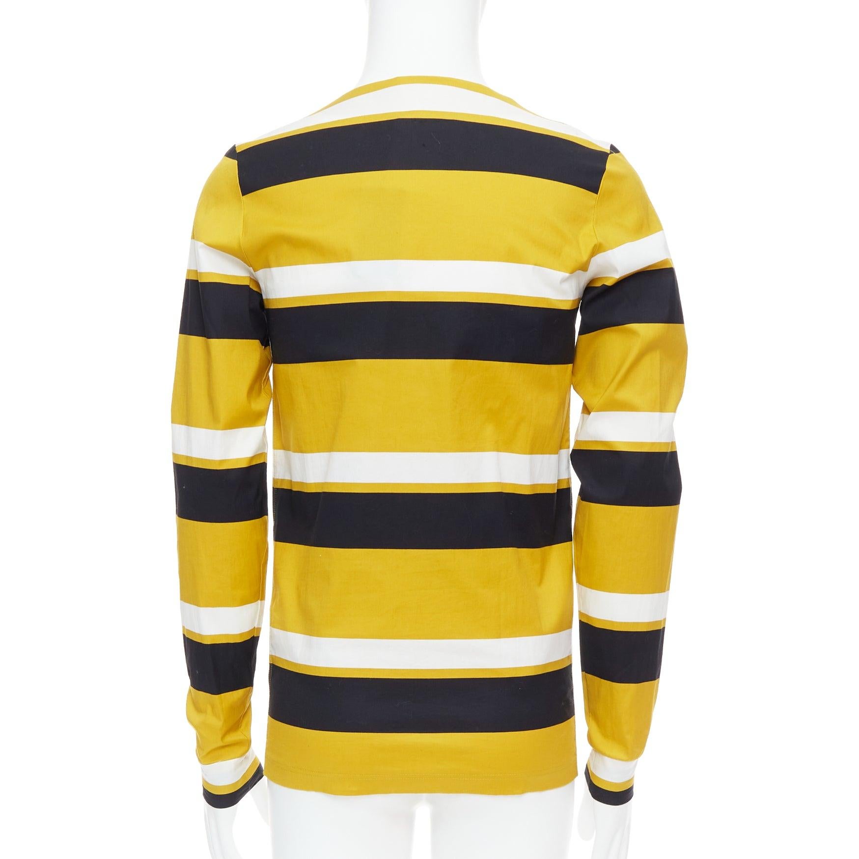 Men's PRADA 2011 Special Edition yellow black white stripe bateau neck sailor shirt S For Sale