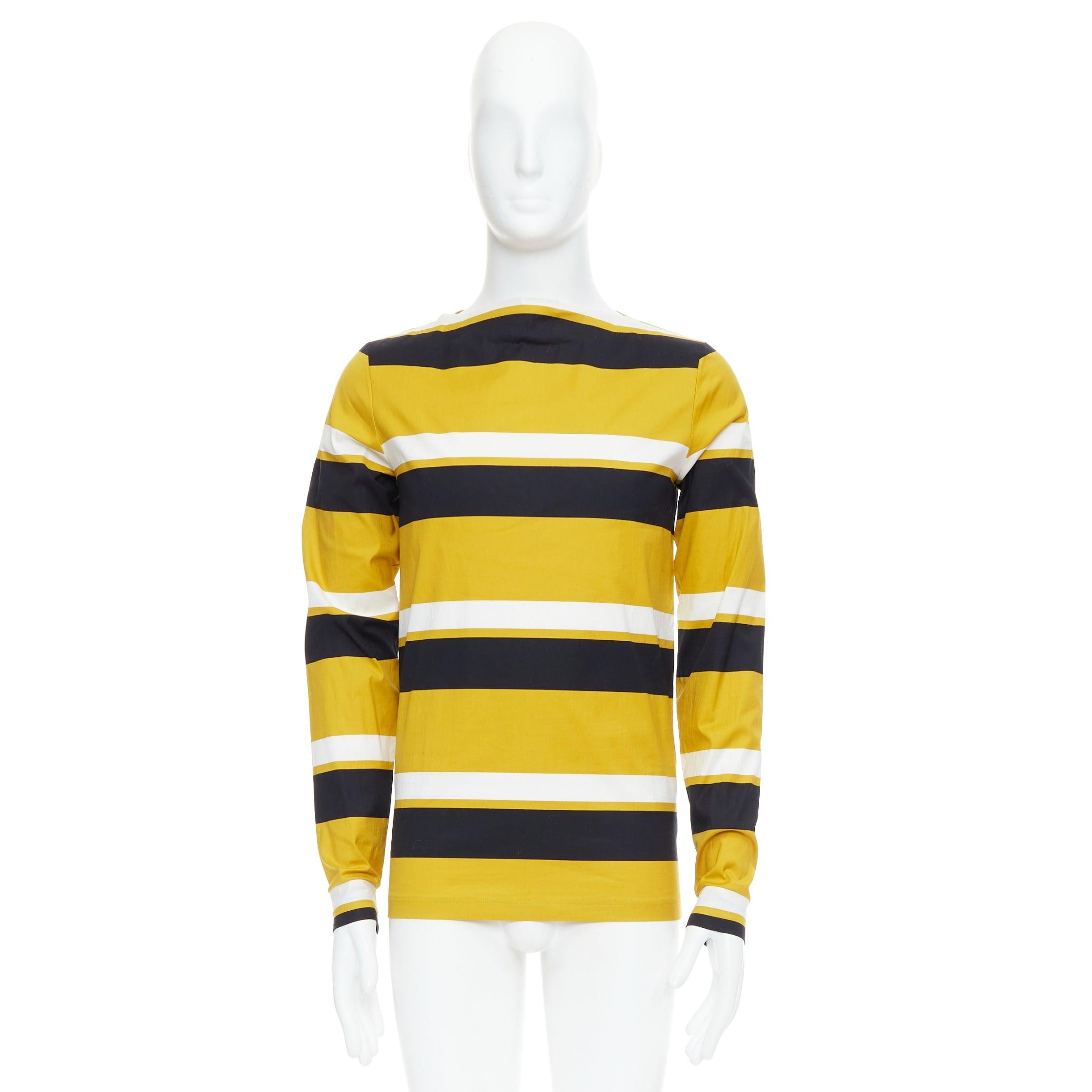 PRADA 2011 Special Edition yellow black white stripe bateau neck sailor shirt S For Sale 4