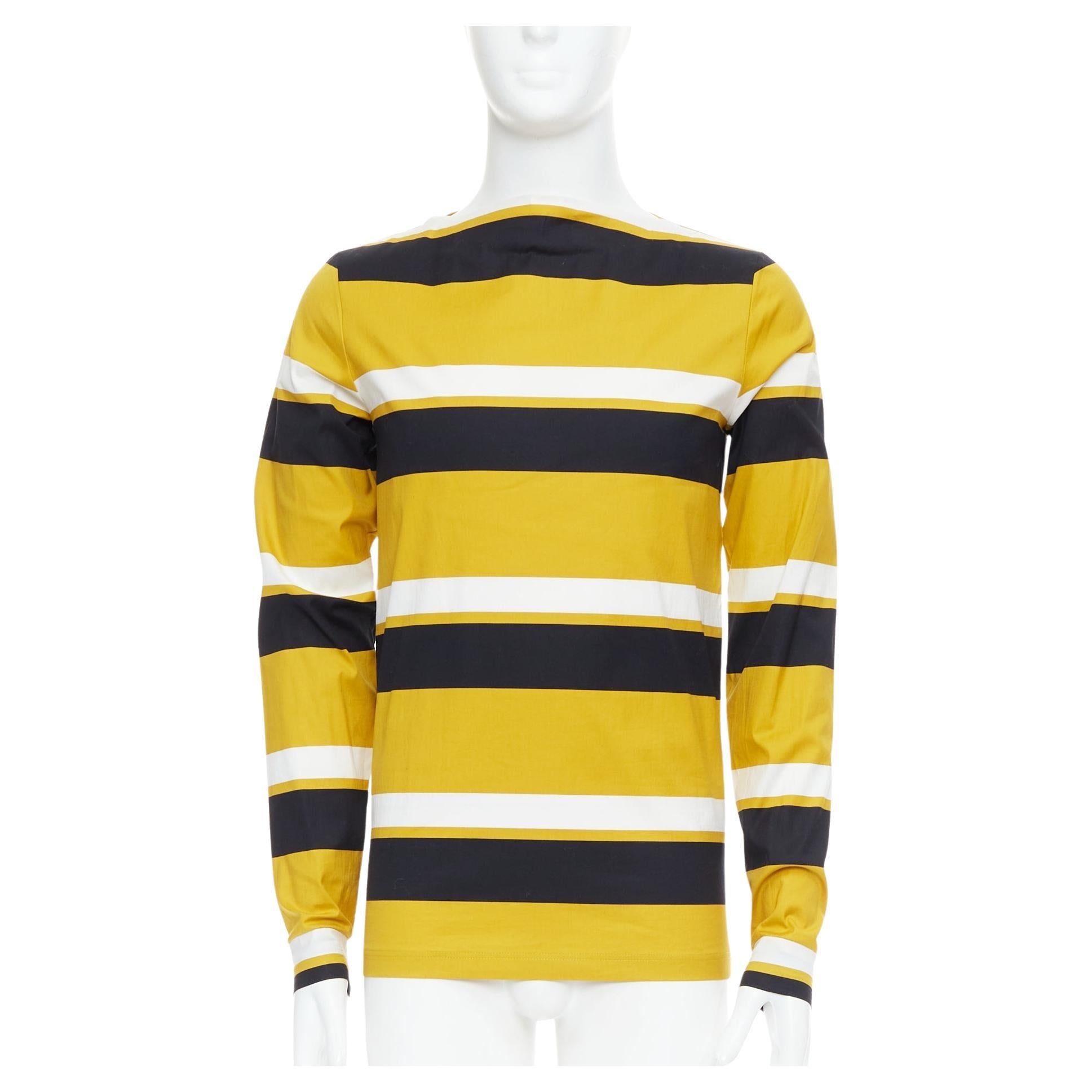 PRADA 2011 Special Edition yellow black white stripe bateau neck sailor shirt S For Sale
