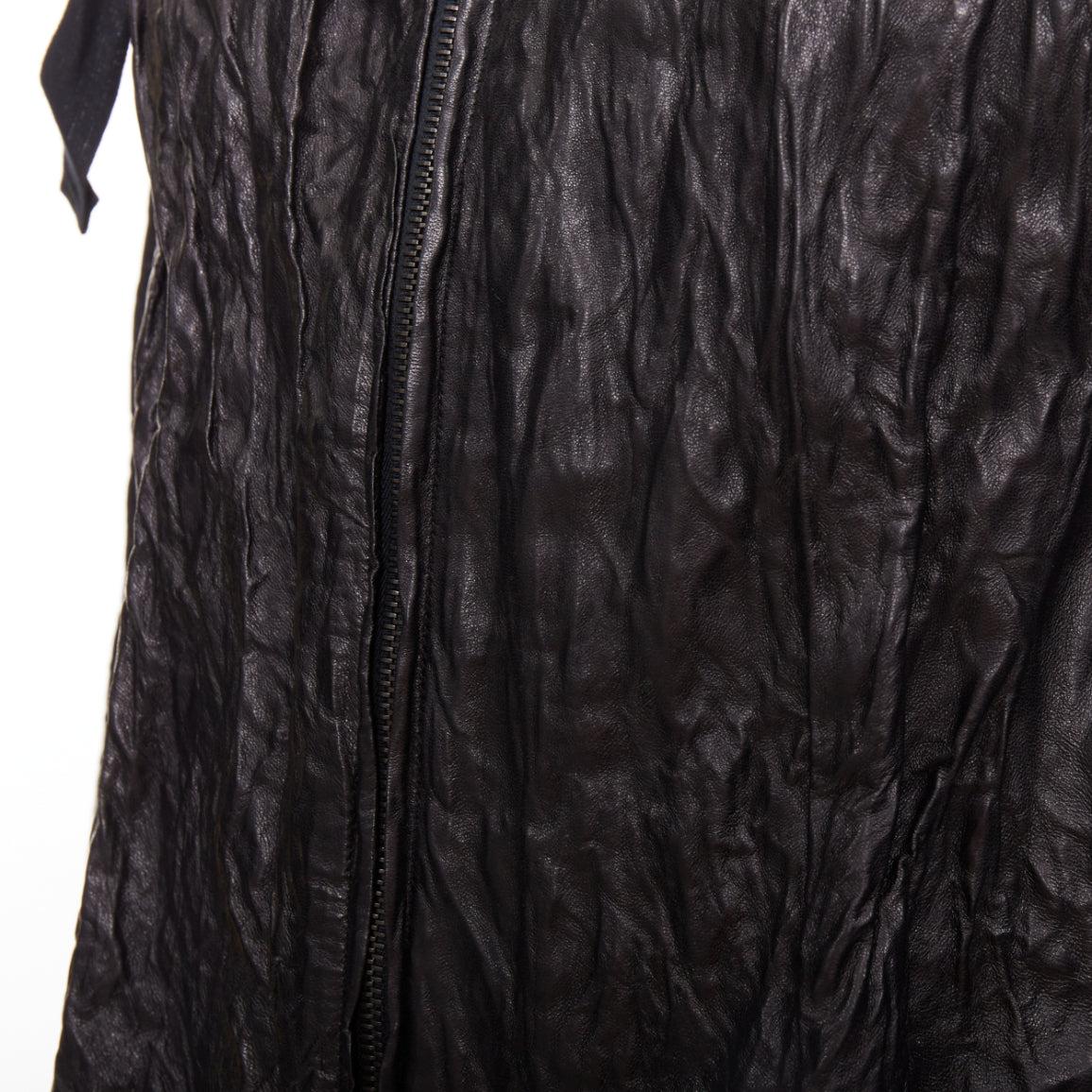 PRADA 2011 Vintage By Noir 100% agneau veste à capuche froissée IT36 XXS en vente 5