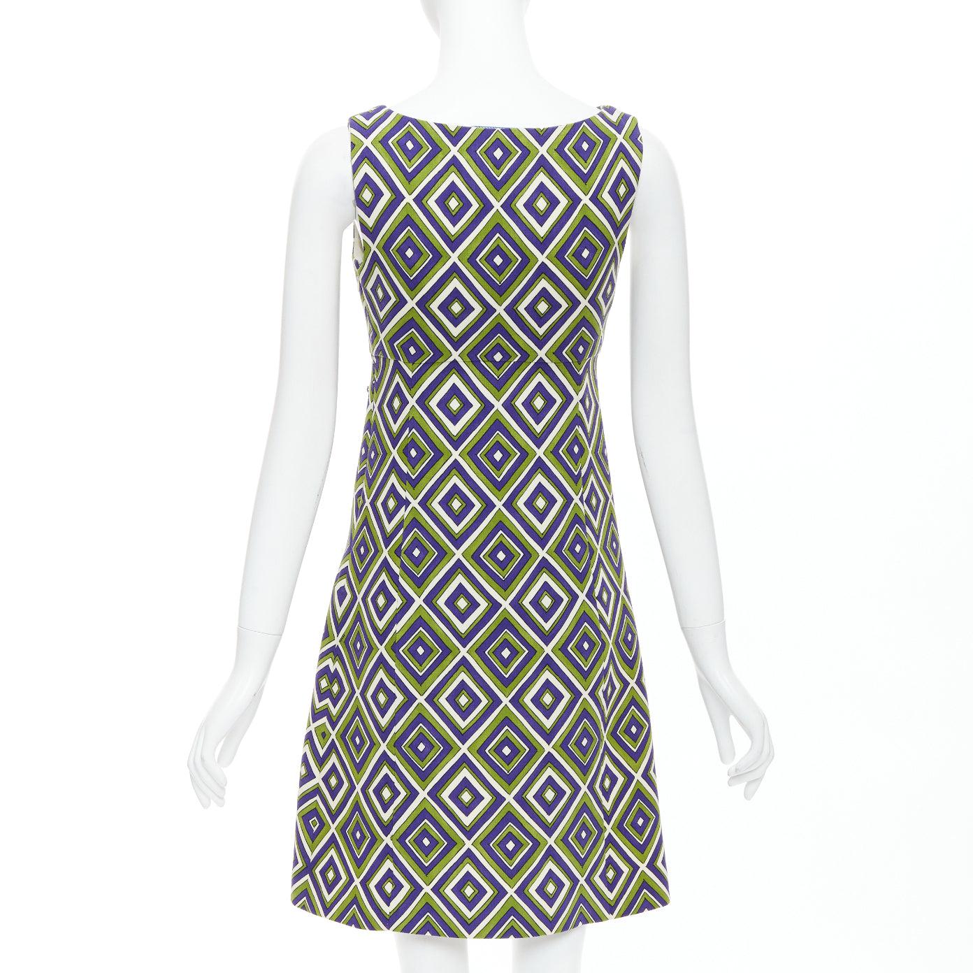 PRADA 2012 Runway vert violet résine applique robe mini mod IT38 XS Pour femmes en vente