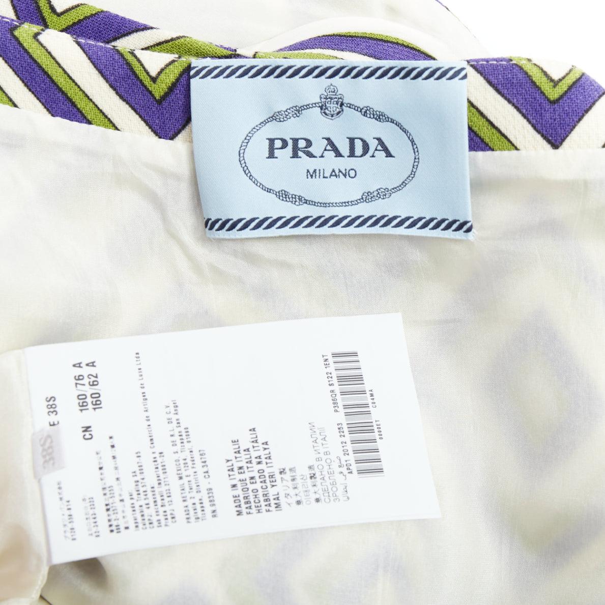 PRADA 2012 Runway vert violet résine applique robe mini mod IT38 XS en vente 3