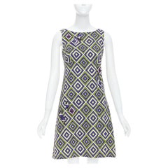 PRADA 2012 Runway green purple resin applique mod mini dress IT38 XS