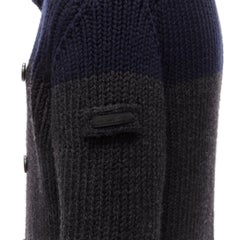 PRADA 2013 100% wool grey navy sailor collar ribbed knit cardigani coat IT50 L