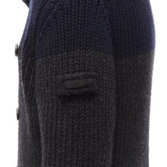 PRADA 2013 100% wool grey navy sailor collar ribbed knit cardigani coat IT50 L