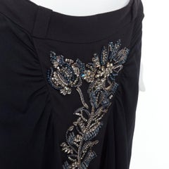 PRADA 2013 schwarz blau klar Kristall verschönert Blumen gerüschten Rock IT40 S