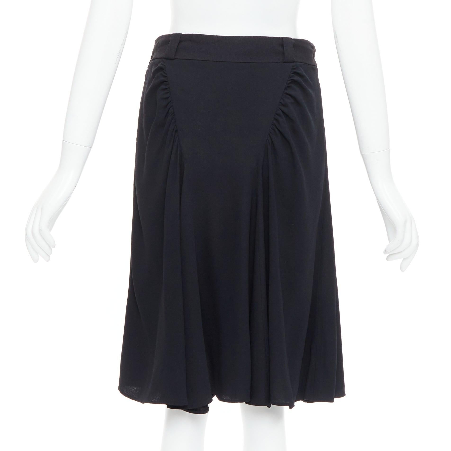 Women's PRADA 2013 black blue clear crystal embellished flowers ruched skirt IT40 S