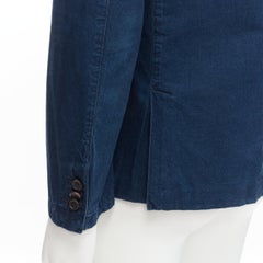 PRADA 2013 Dunkelblauer minimalistischer einreihiger Blazer aus Baumwoll-Denim IT50 L