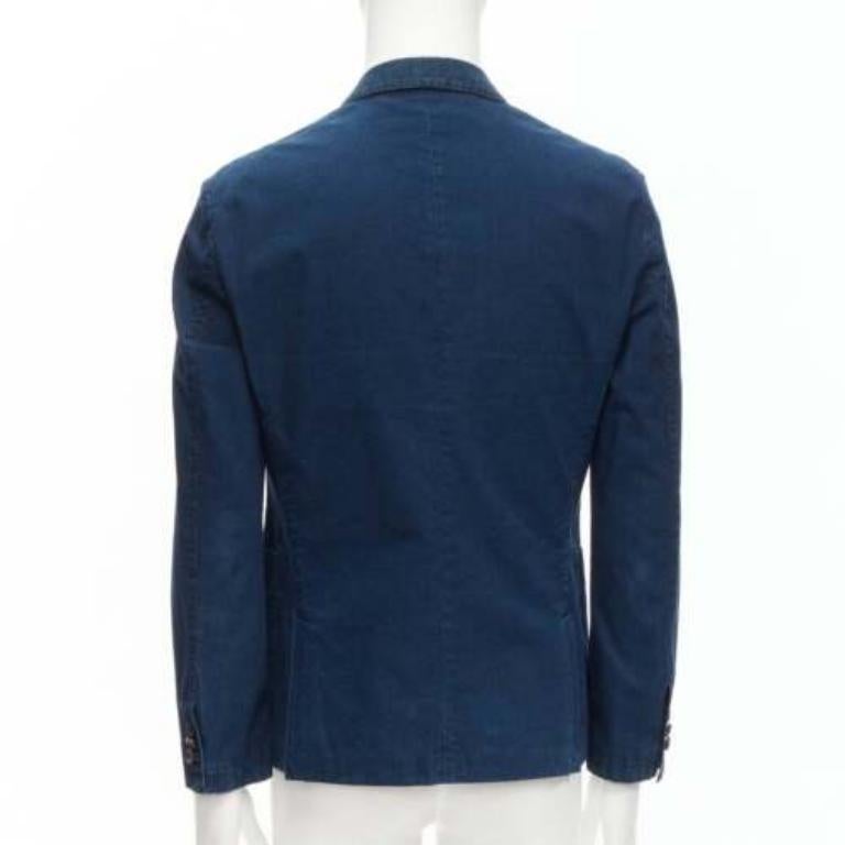 PRADA 2013 dark blue cotton denim minimal single breast blazer jacket IT50 L For Sale 1