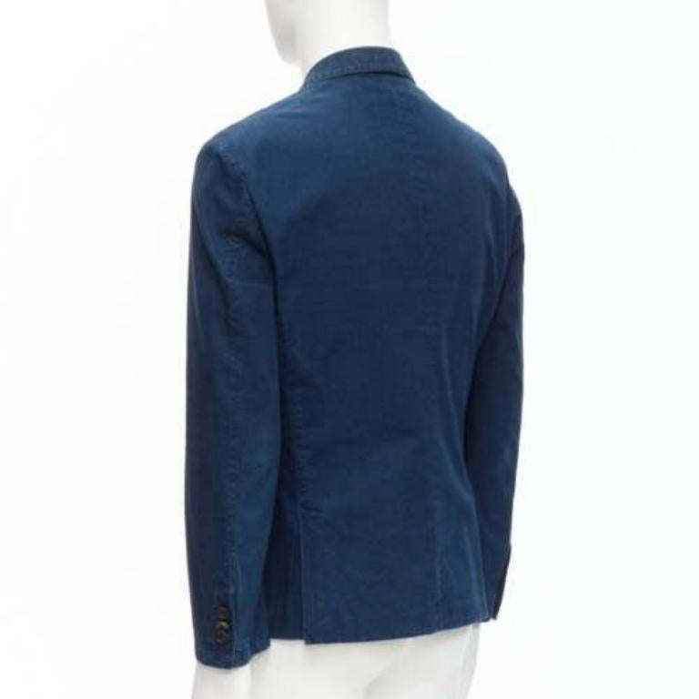 PRADA 2013 dark blue cotton denim minimal single breast blazer jacket IT50 L For Sale 2