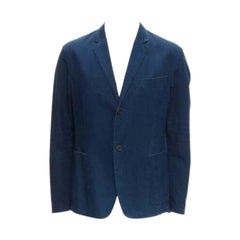 Prada 2013 giacca blazer monopetto minimal in cotone denim blu scuro IT50 L.