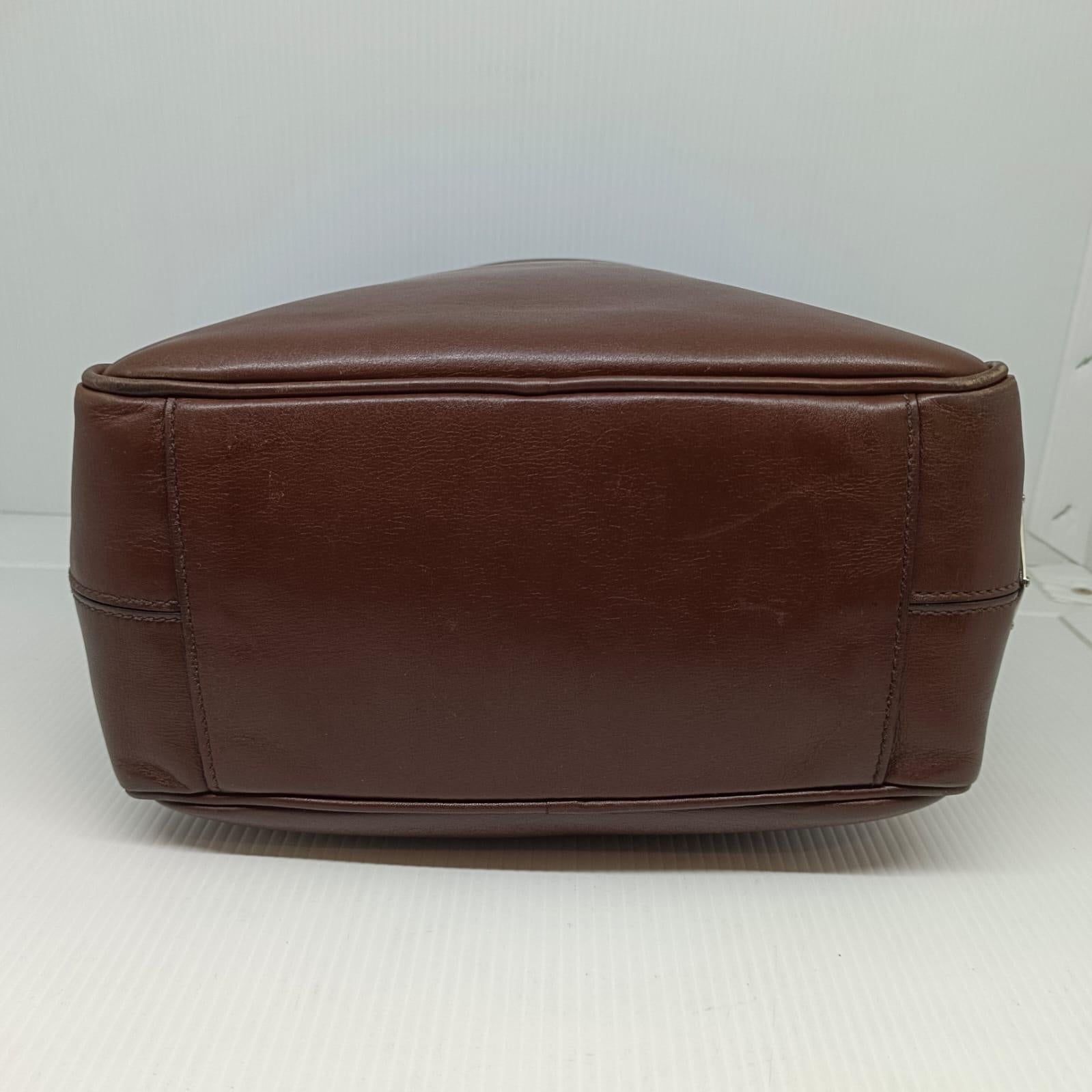 Prada 2013 Dark Brown Leather Triangle Logo Appliqué Reporter Messenger Bag 5