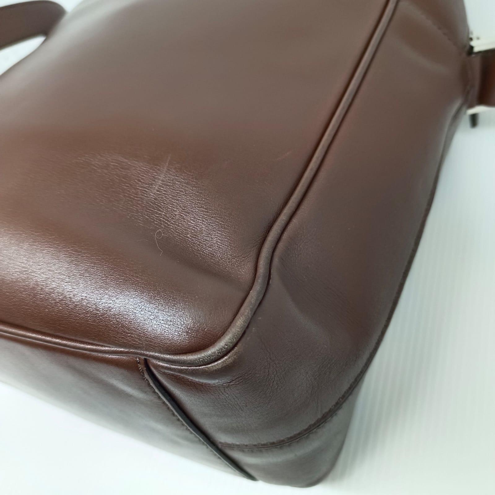 Prada 2013 Dark Brown Leather Triangle Logo Appliqué Reporter Messenger Bag 6