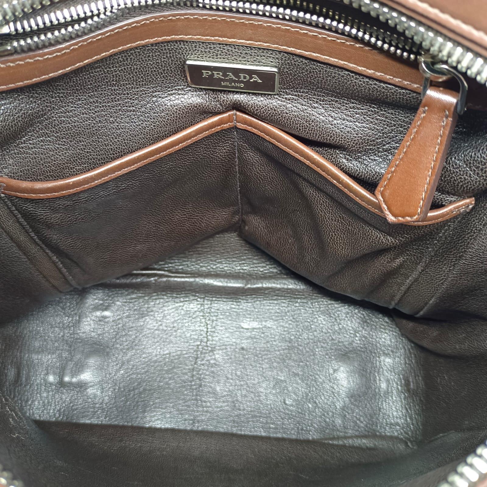 Prada 2013 Dark Brown Leather Triangle Logo Appliqué Reporter Messenger Bag 1