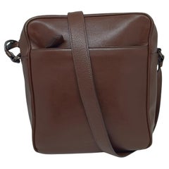 Prada 2013 Dark Brown Leather Triangle Logo Appliqué Reporter Messenger Bag