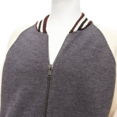 PRADA 2014 100% wool knit cream grey raglan varsity bomber jacket IT50 L