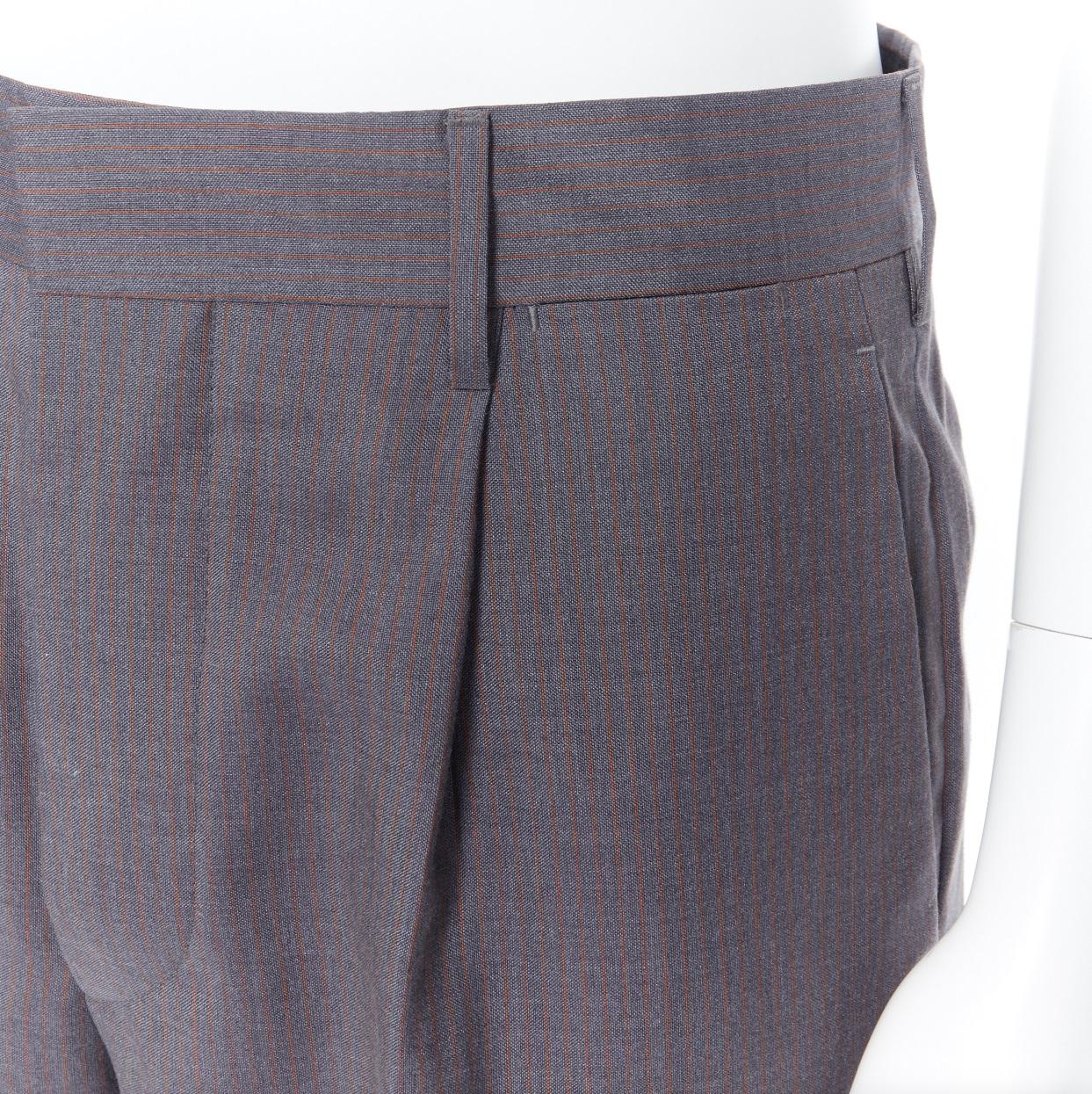 PRADA 2014 mohair silk blend grey orange pinstripe wide leg pants IT48 34