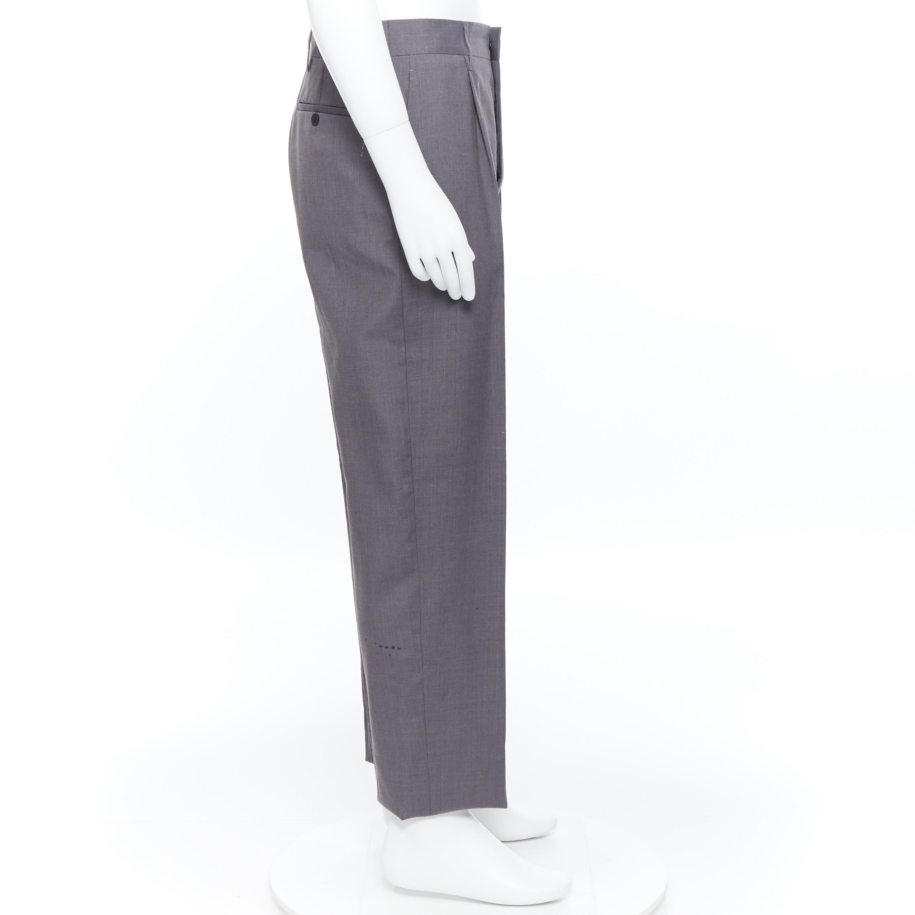 Gray PRADA 2014 mohair silk blend grey orange pinstripe wide leg pants IT48 34