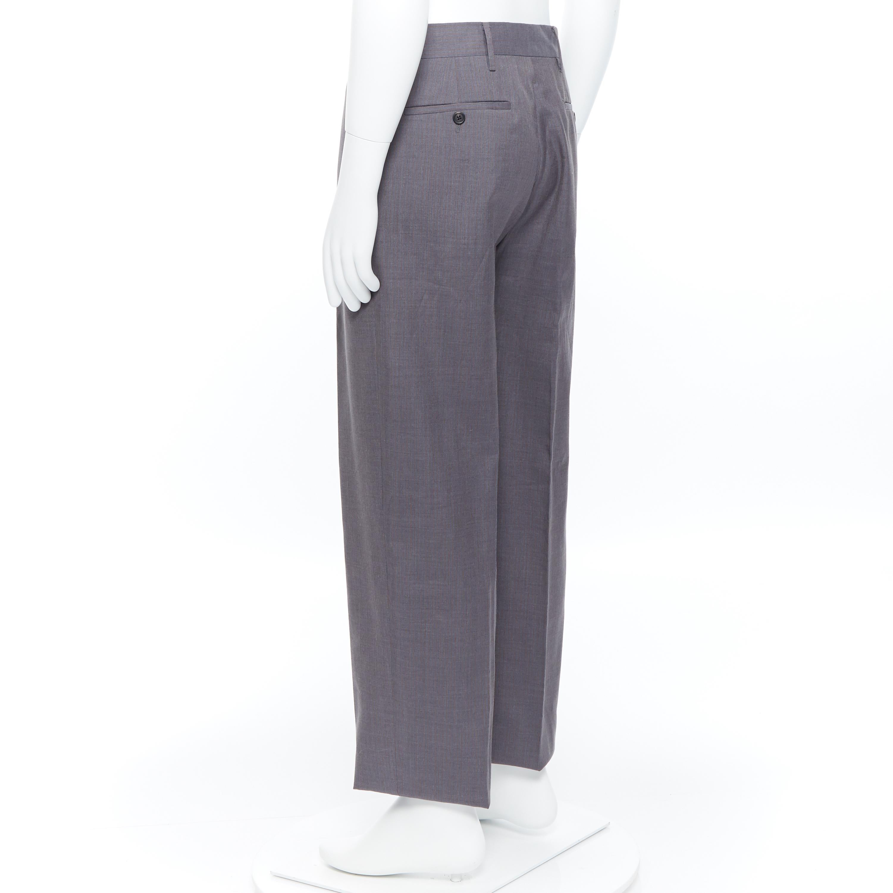 Women's PRADA 2014 mohair silk blend grey orange pinstripe wide leg pants IT48 34
