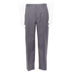 PRADA 2014 mohair silk blend grey orange pinstripe wide leg pants IT48 34"