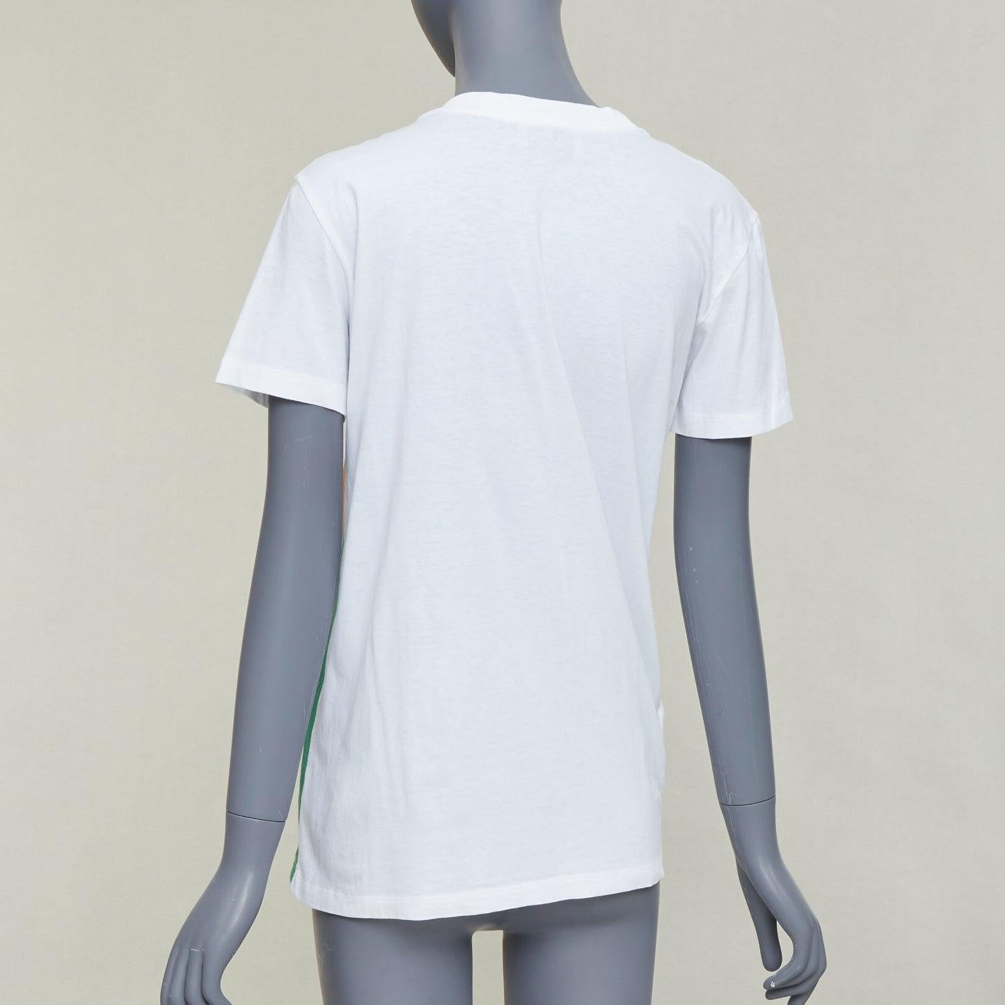 De las mujeres PRADA 2014 rojo amarillo azul arco iris pestañas cara camiseta algodón S en venta