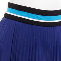 PRADA 2014 royal blue ribbed waistband accordion pleated tennis skirt IT38 XS