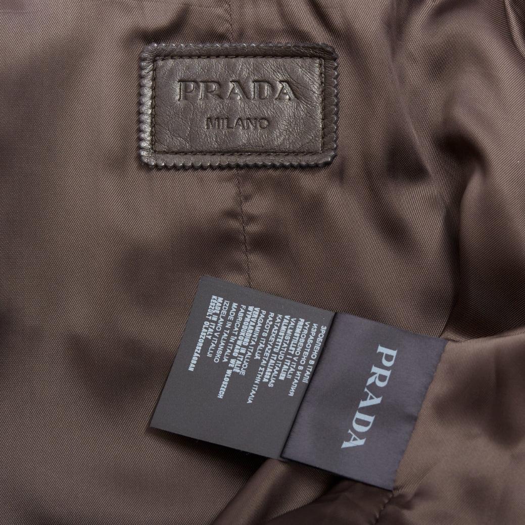 PRADA 2014 Runway brown tan bicolor lambskin leather pocket cropped jacket IT48 5