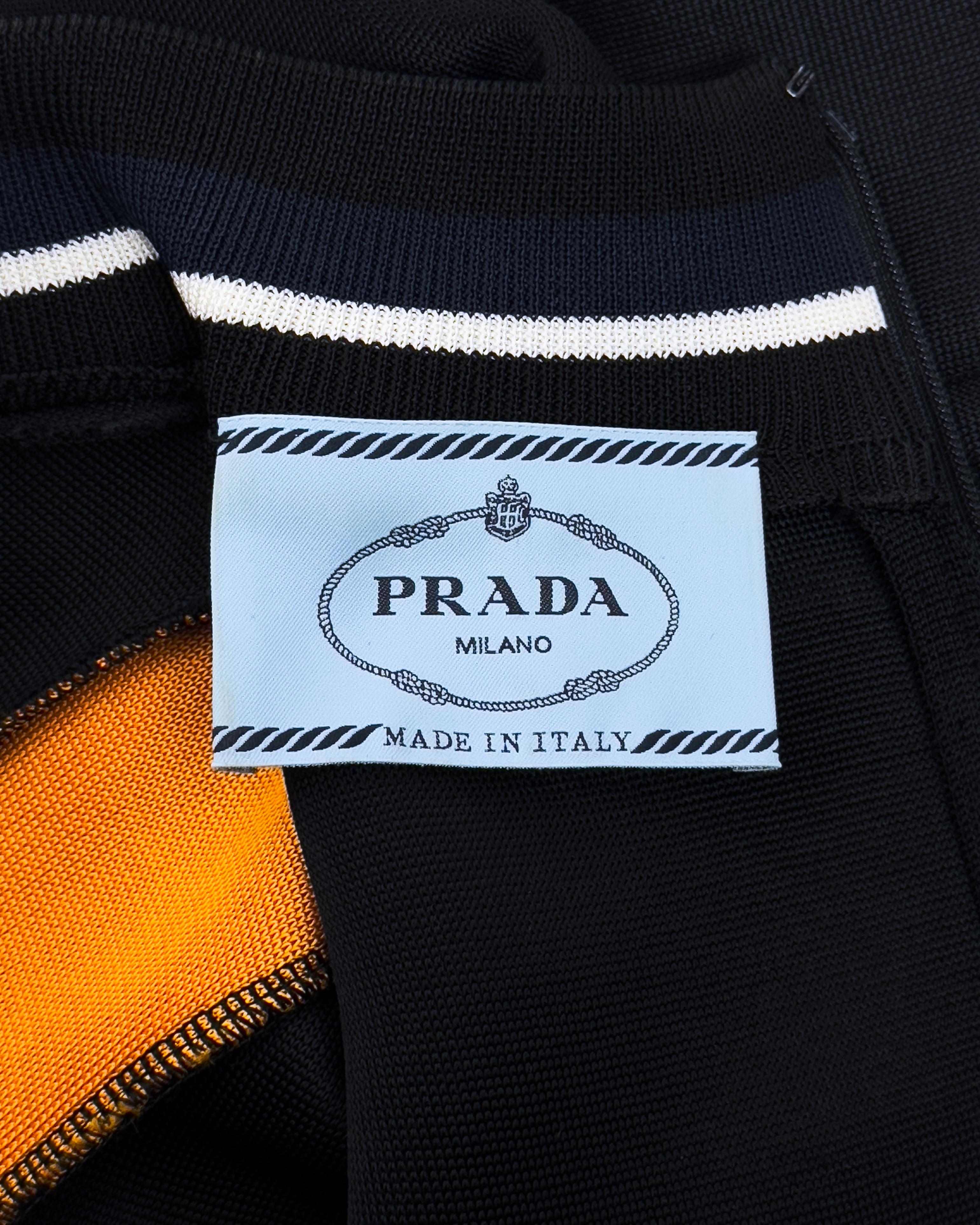 Prada 2014 SS Runway Black Knit Dress with Trompe L'oeil Bra Detail For Sale 4