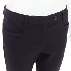 PRADA 2015 black twill horizontal pockets tapered trousers IT40 S