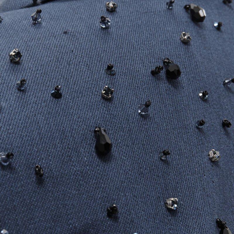 PRADA 2015 blue cotton crystal rhinestone embellished cocoon coat IT38 XS 5