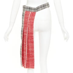 PRADA 2015 Glen check virgin houndstooth wool tweed half skirt belt IT40 S