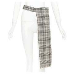 PRADA 2015 Glen check virgin houndstooth wool tweed half skirt belt IT40 S