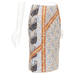 PRADA 2015 paisley oriental border patchwork silk jacquard pencil skirt IT38