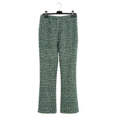 Prada 2015 Pantalon FR36 Pantalones pata de gallo de lana verde UK8 US6
