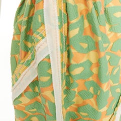 PRADA 2015 Runway green orange raw edge brocade stitch patchwork dress IT40 S