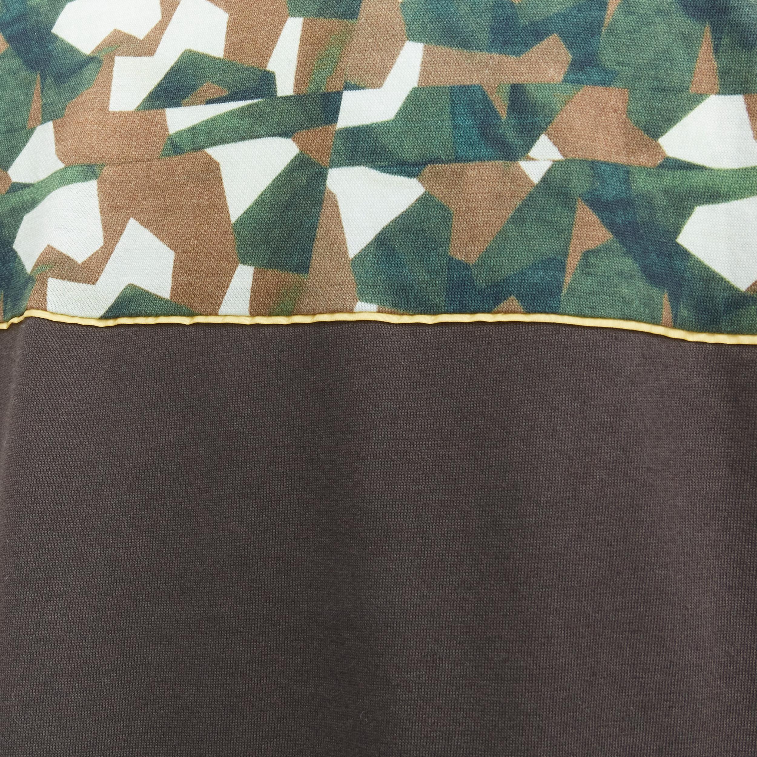 PRADA 2016 100% cotton green mixed geometric print patch pocket t shirt XL 2
