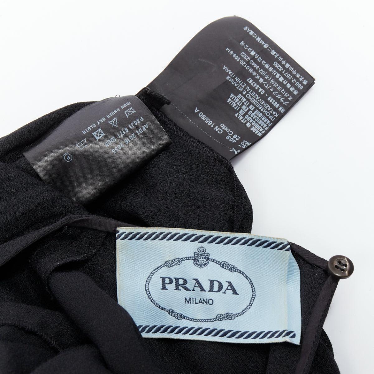 PRADA 2016 black ruffle cuff hem A-line pleated crew neck midi dress IT40 S 3